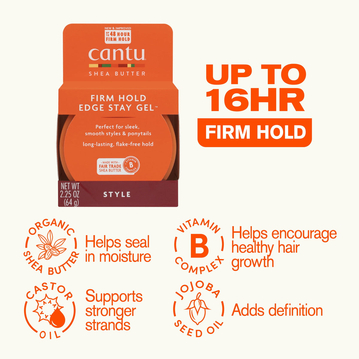 Cantu Extra Hold Edge Stay Gel, 2.25 oz
