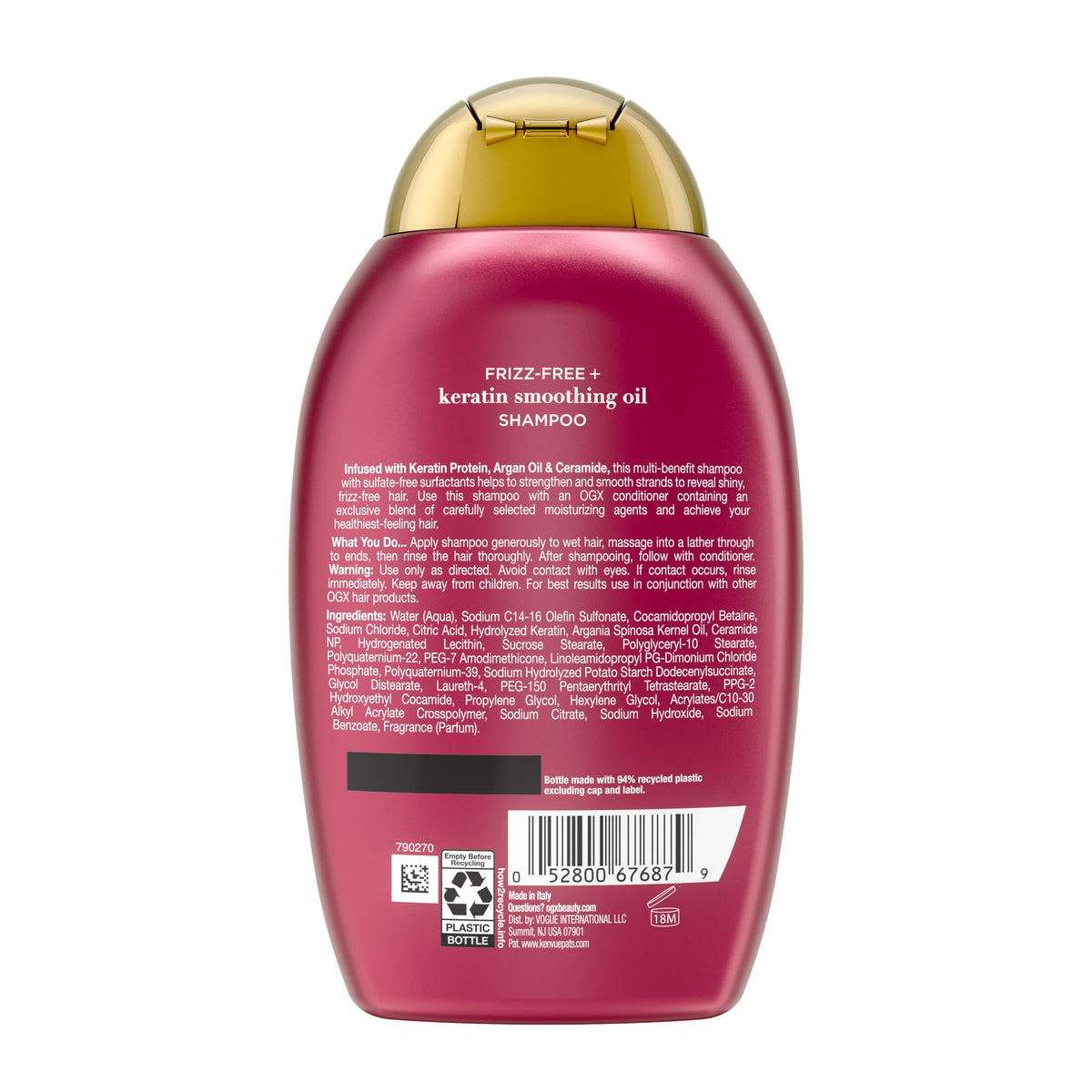Frizz-Free + Keratin Smoothing Oil Shampoo