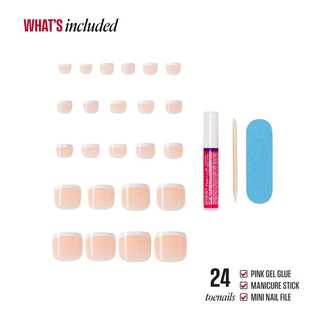 Broadway by Kiss Press On Toenails, ‘Limitless’, White, Squoval, 24 Count
