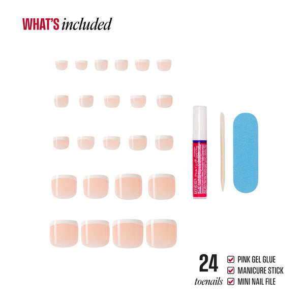 Broadway by Kiss Press On Toenails, ‘Limitless’, White, Squoval, 24 Count