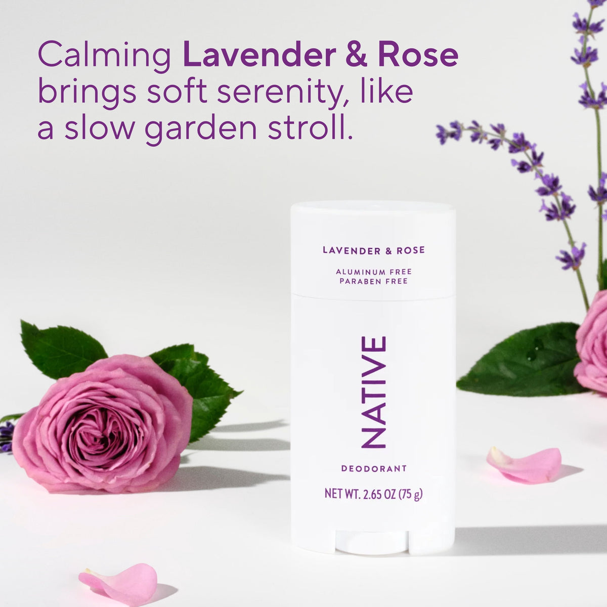 Native Natural Deodorant, Aluminum Free, Lavender and Rose, 2.65 Oz