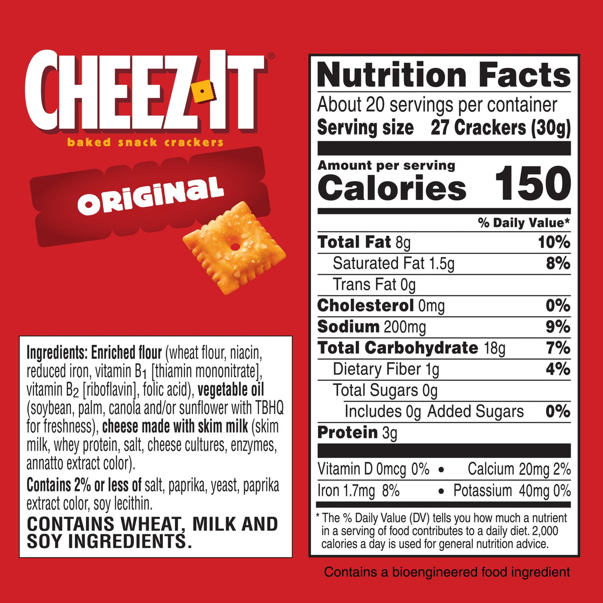Cheez-It Original Baked Snack Crackers, Lunch Snacks, 21 oz