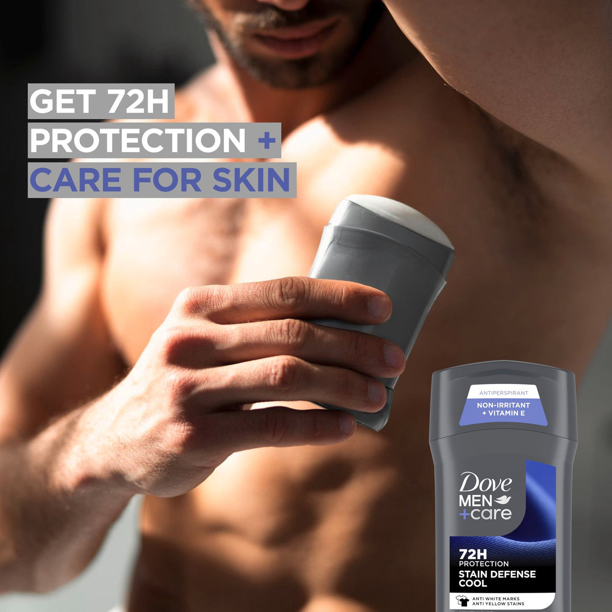 Dove Men+Care Antiperspirant Deodorant Stick For Men, Stain Defense Cool, Anti-White Marks & Anti-Yellow Stains Protection With 72-hour Sweat And Odor