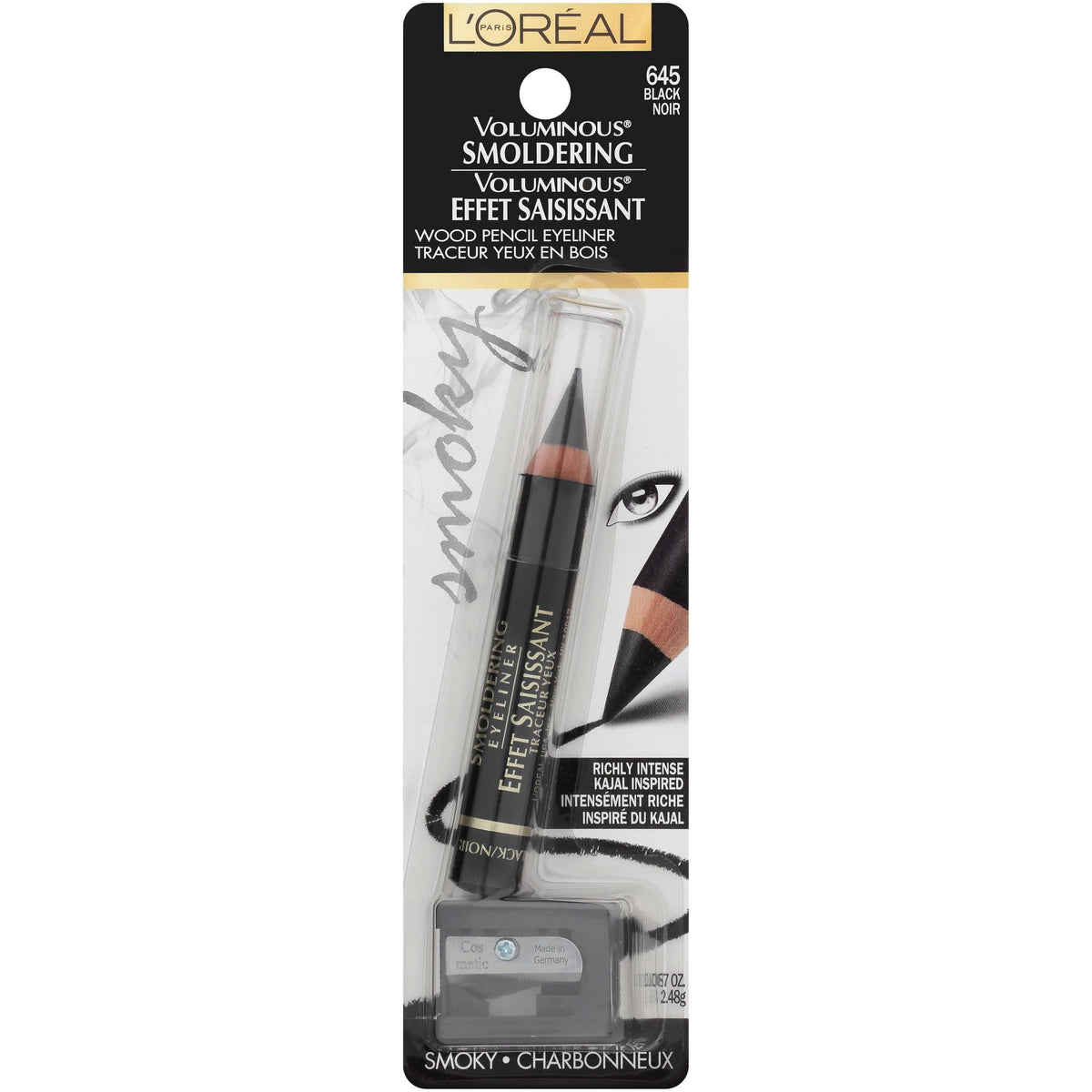 L'Oreal Paris Voluminous Smoldering Eyeliner with Custom Sharpener, Black