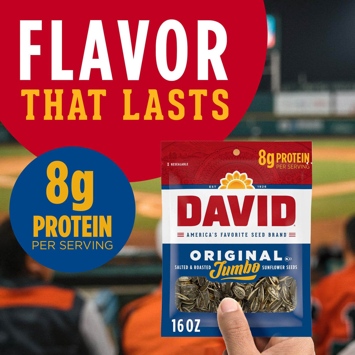 DAVID Jumbo Sunflower Seeds, Original Flavor, 16 oz.