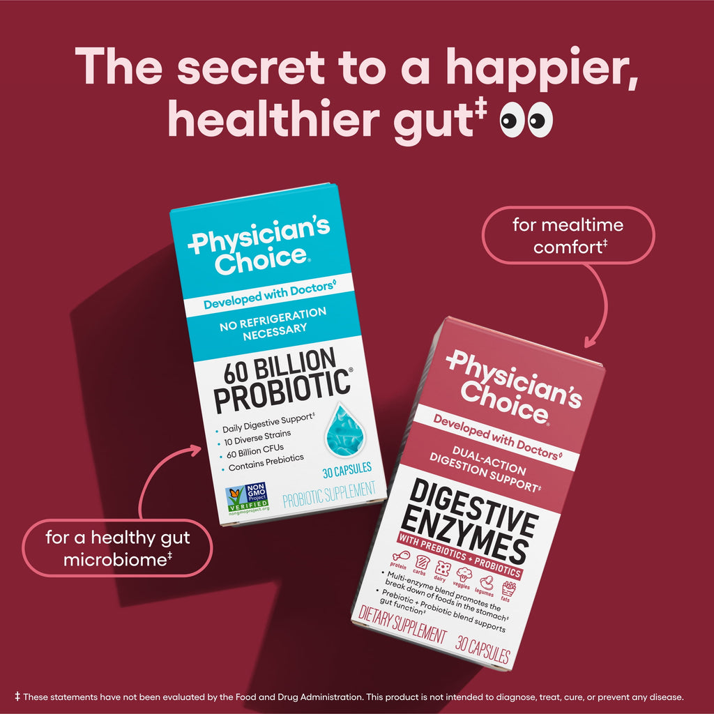 Physician's Choice Digestive Enzymes - for Digestive Health & Gut Health, Bloating & Meal Time Discomfort for Men and Women, 60ct
