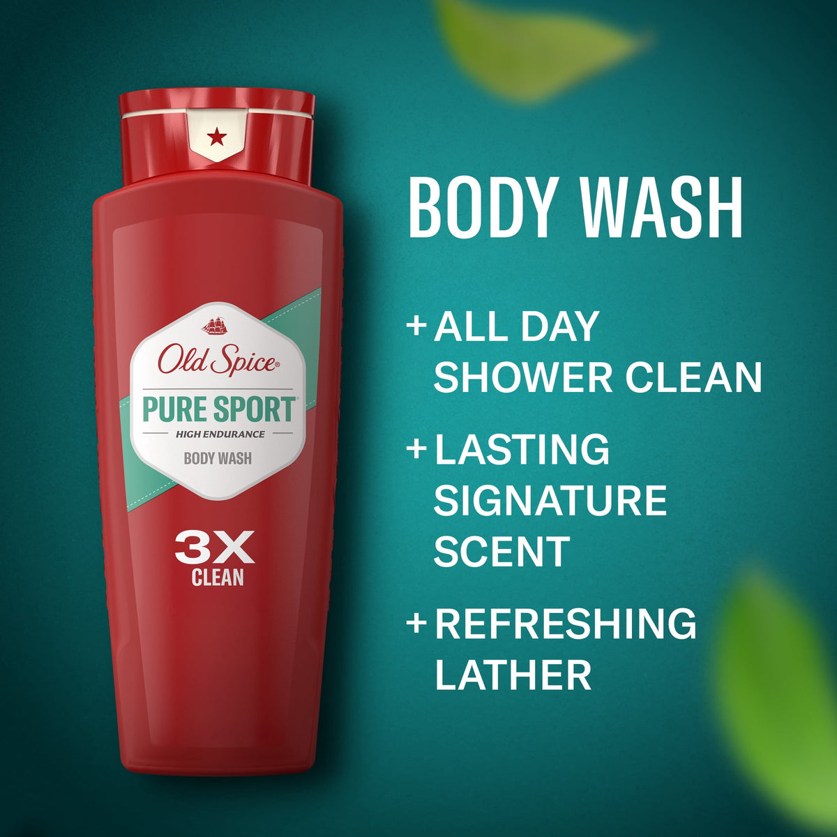 Old Spice Body Wash for Men, Pure Sport, 24/7 Shower Fresh, 24 fl oz, 2-Pack