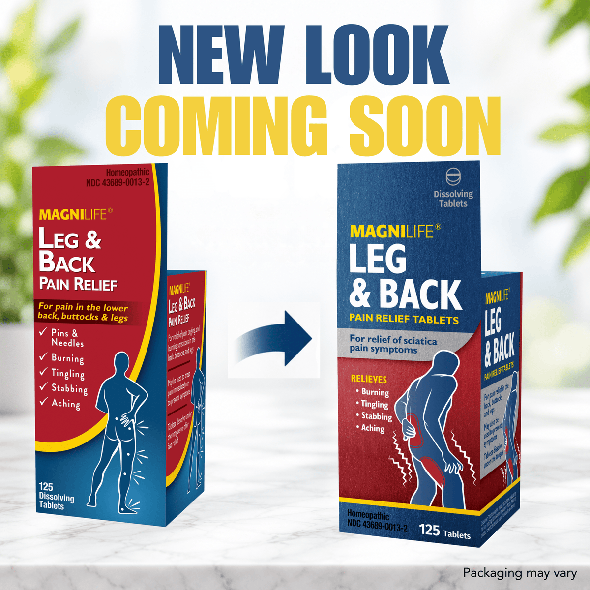 MagniLife Quick Dissolving Leg and Back Pain Relief Tablets, 125 Count
