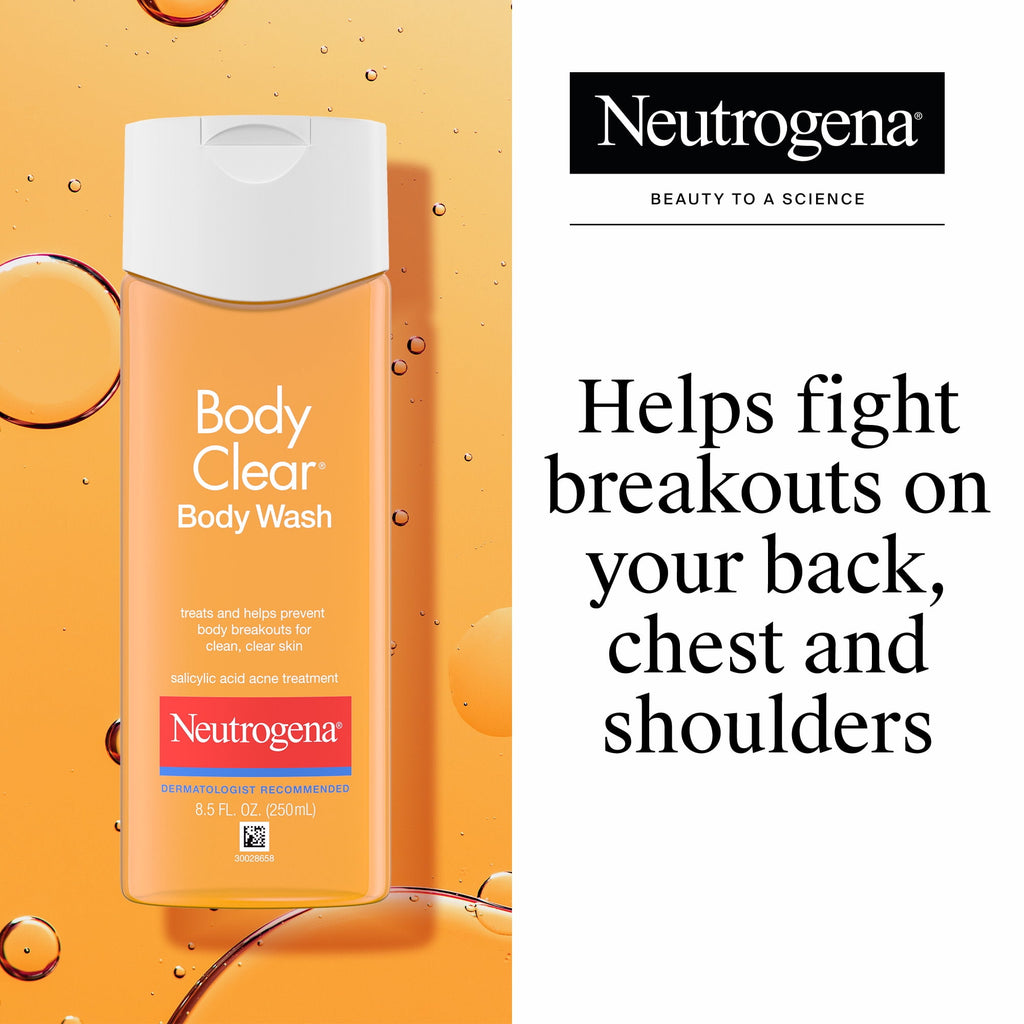 Neutrogena Body Clear Acne Body Wash, Salicylic Acid Acne Treatment for Body, 8.5 fl oz
