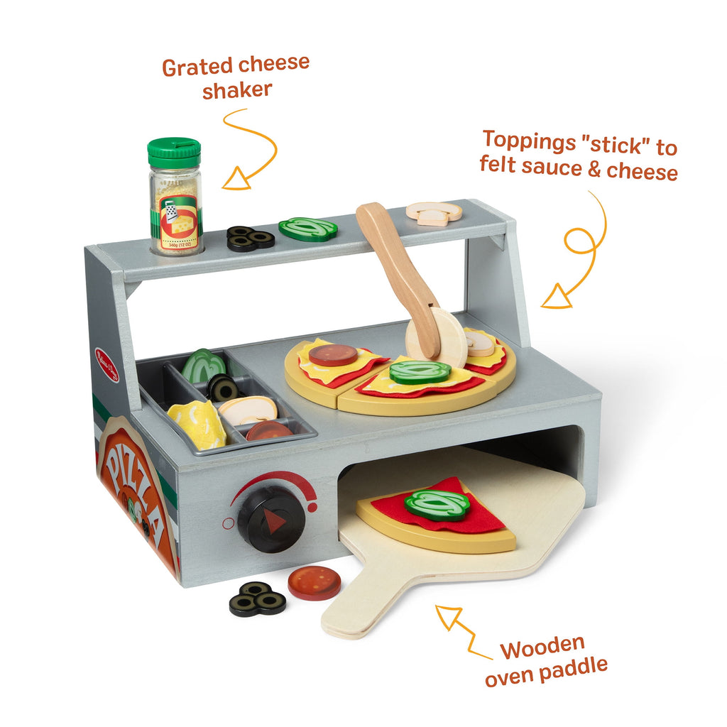 Melissa & Doug Top & Bake Wooden Pizza Counter Play Set (41 Pcs) - FSC Certified