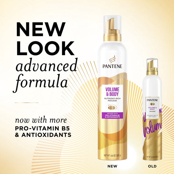 Pantene Volume and Body Mousse, Pro-V Nutrient-Rich Formula for Fullness, 6.6 fl oz