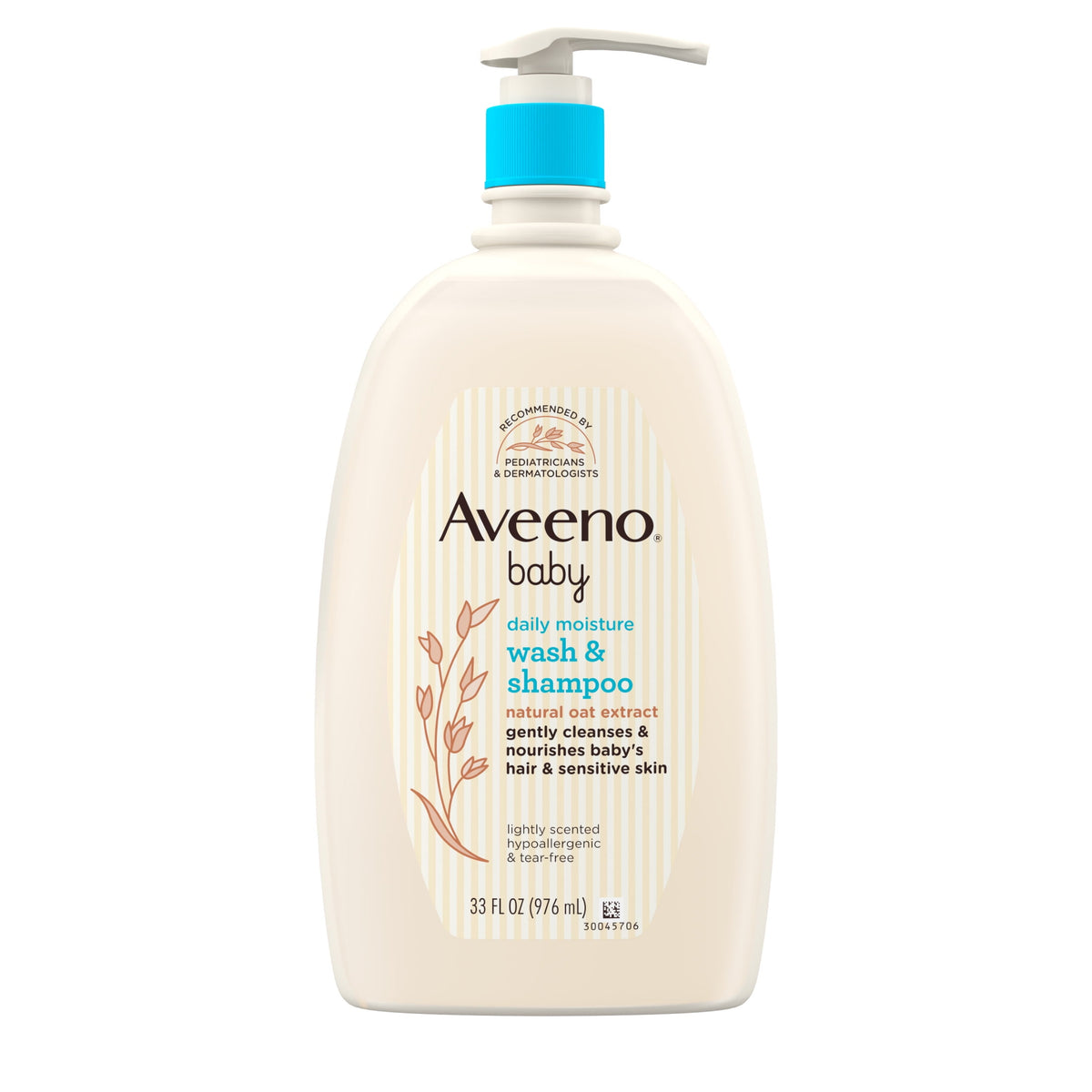 Aveeno Baby Daily Moisture Body Wash & Shampoo, Value Size 33 Fl oz