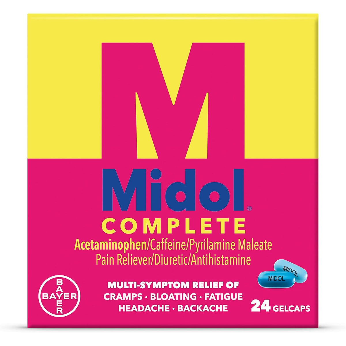 Midol, Complete Gelcaps : Midol Complete Menstrual Pain Relief Gelcaps with Acetaminophen for Menstrual Symptom, Pms Relief, and Period Cramp Relief