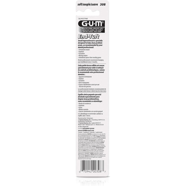 GUM End Tuft Toothbrush, Soft, Extra-Small Head, 1 Count