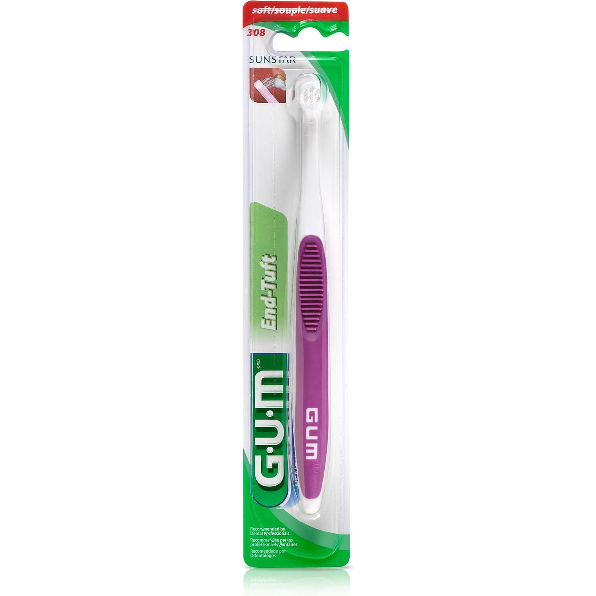 GUM End Tuft Toothbrush, Soft, Extra-Small Head, 1 Count
