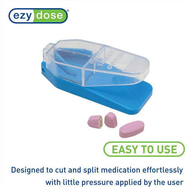 Ezy Dose Pill Cutter and Splitter, Cuts Pills, Vitamins, Tablets, Stainless Steel Blade, Travel Sized, Colors May Vary