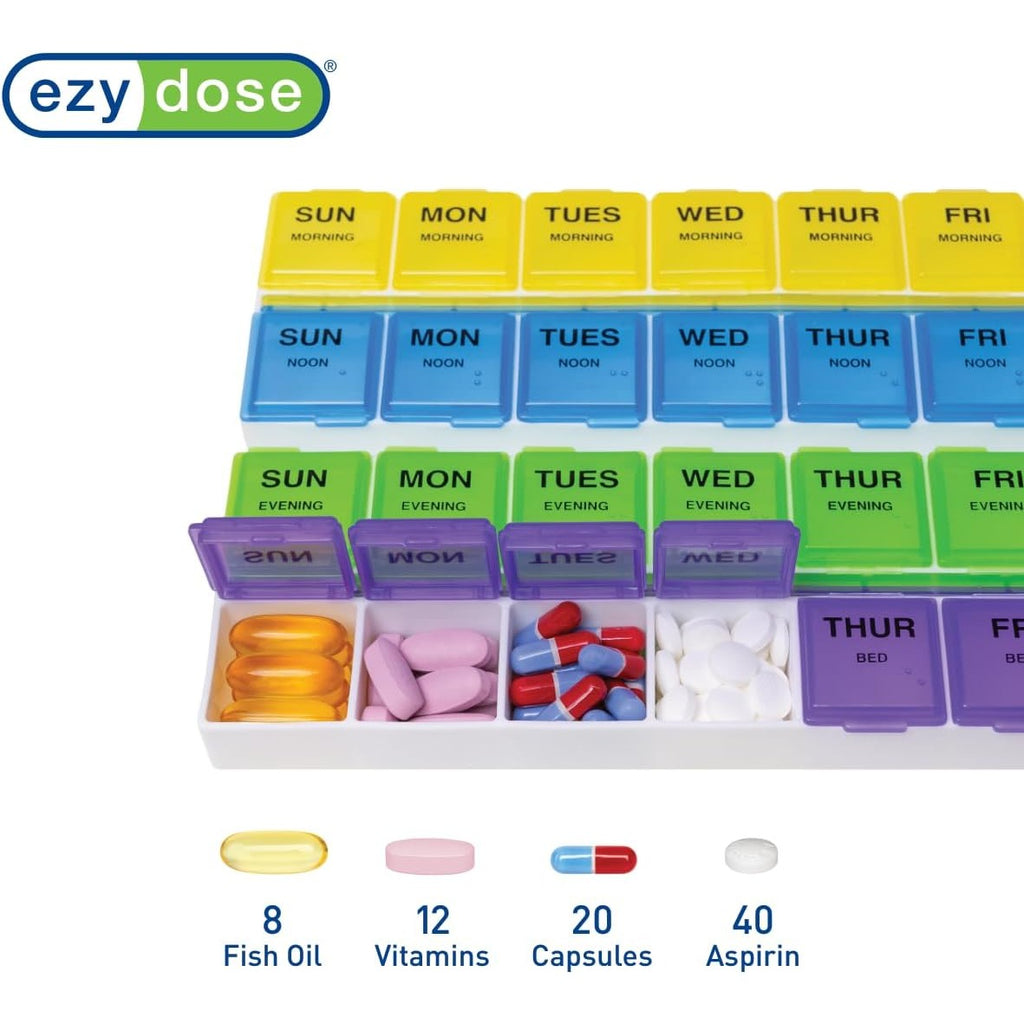 Ezy Dose Weekly 7-Day, 4x/Day Pill Organizer, Rounded Base, Large