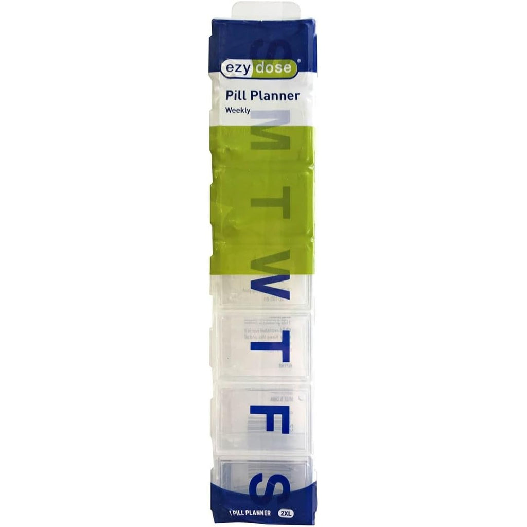 Ezy Dose Weekly (7-Day) Pill Organizer, 2X-Large Medicine Planner, Clear