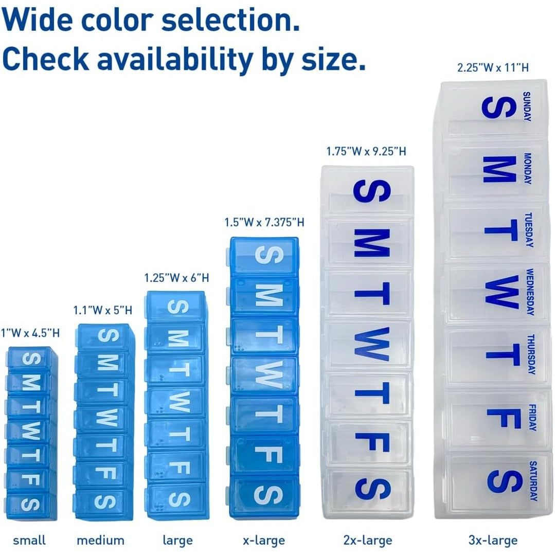 Ezy Dose Weekly (7-Day) Pill Organizer, 2X-Large Medicine Planner, Clear