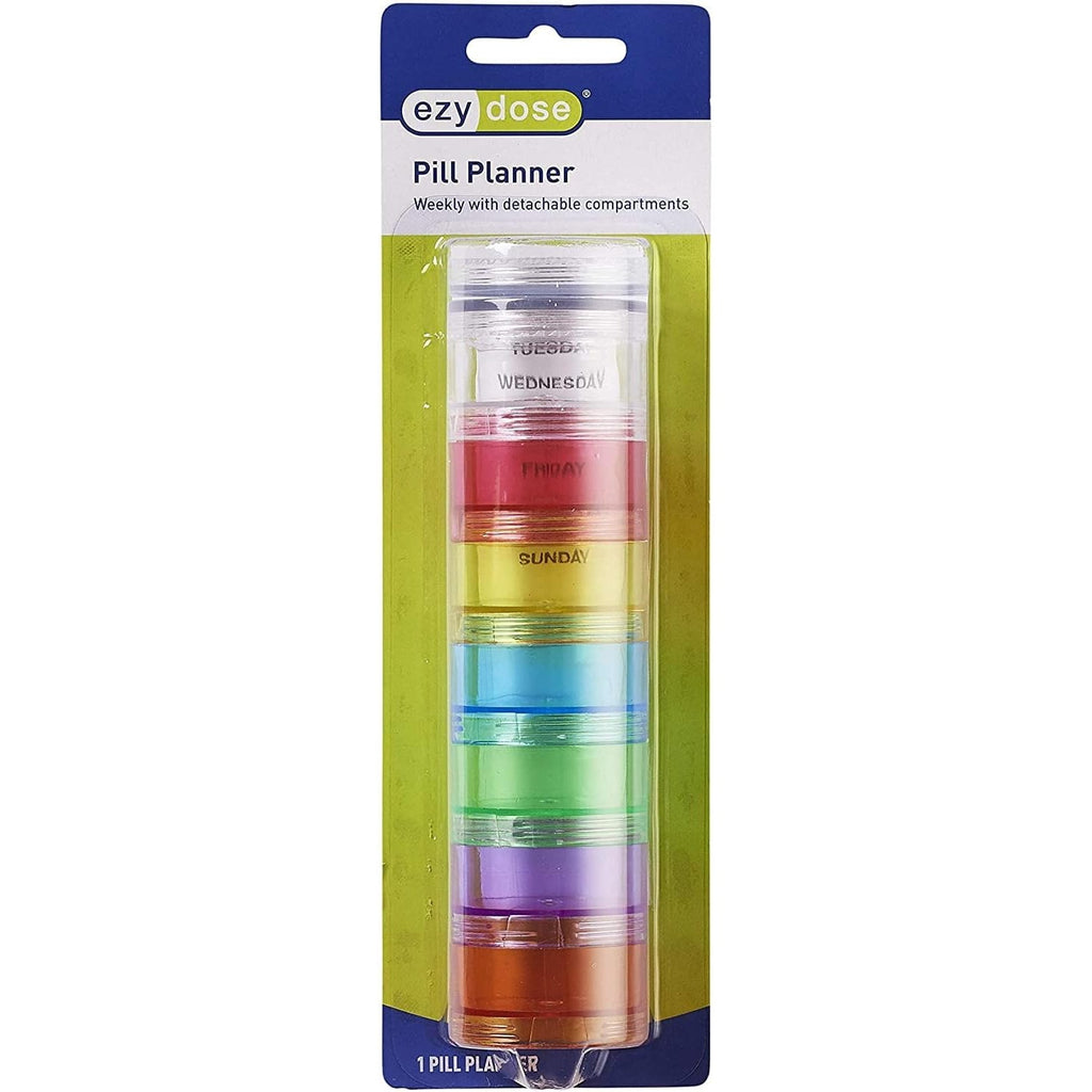 Ezy Dose Weekly (7-Day) Stackable Pill Organizer, Medium Case, Rainbow