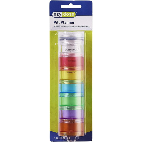 Ezy Dose Weekly (7-Day) Stackable Pill Organizer, Medium Case, Rainbow