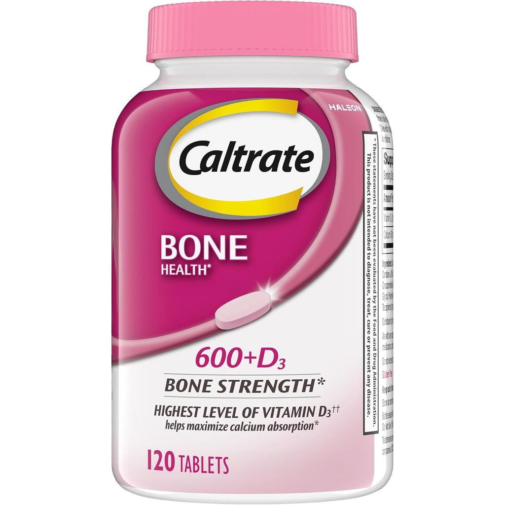 Caltrate 600 Plus D3 Vitamin D and Calcium Supplement Tablets, 120 Count