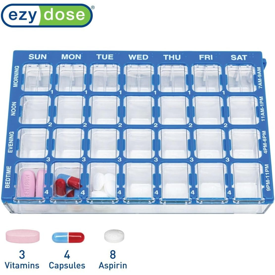 Ezy Dose Pharmadose Weekly 7-Day, 4x/Day Pill Organizer, Small