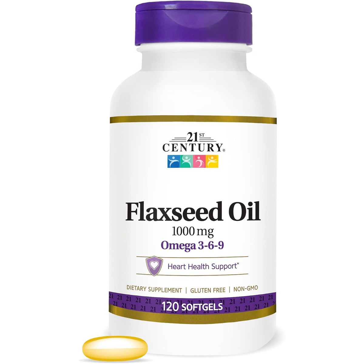 21st Century Flaxseed Oil 1000mg Softgels, Omega 3-6-9, 120 Count