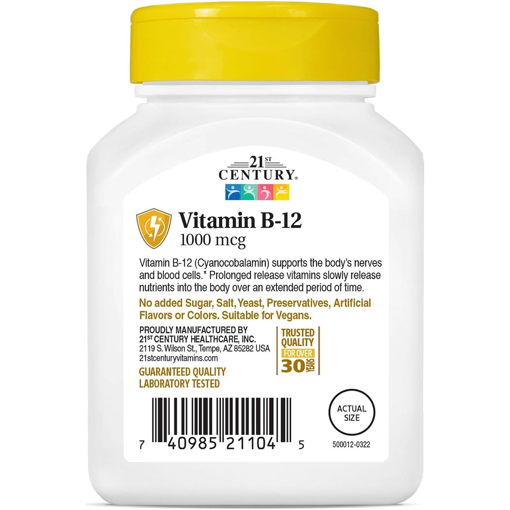 21st Century Vitamin B-12 1000 mcg Prolonged Release Tablets, 110 Count