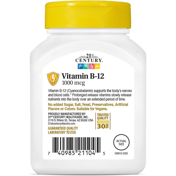 21st Century Vitamin B-12 1000 mcg Prolonged Release Tablets, 110 Count