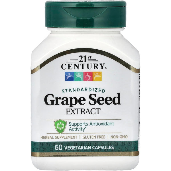21st Century Grape Seed Extract Capsules, Antioxidant Support, 60 Count