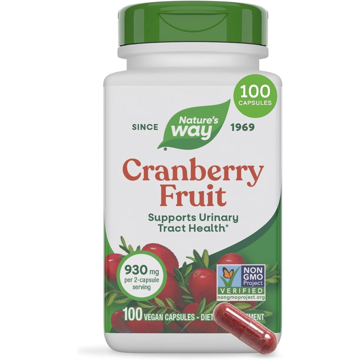 Nature's Way Cranberry Fruit Capsules, 930 mg per Serving, 100 ct
