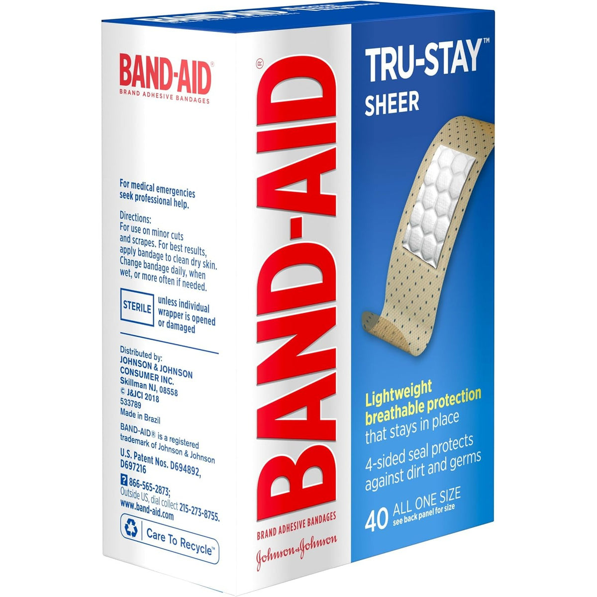 BAND-AID Brand Tru-Stay Sheer Adhesive Bandages, All One Size, 40 Count