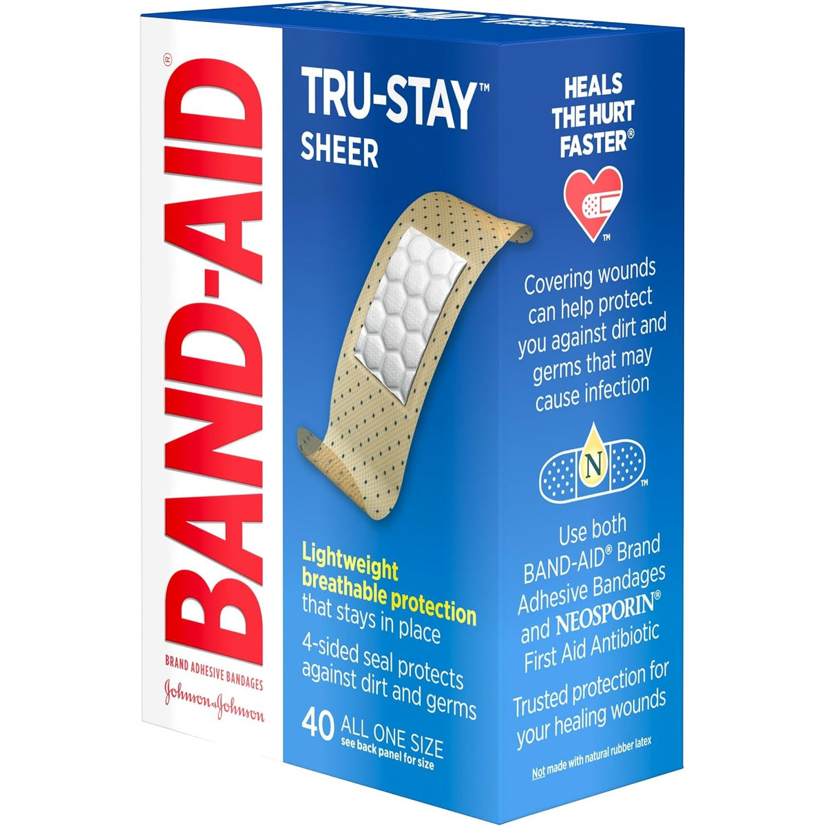 BAND-AID Brand Tru-Stay Sheer Adhesive Bandages, All One Size, 40 Count