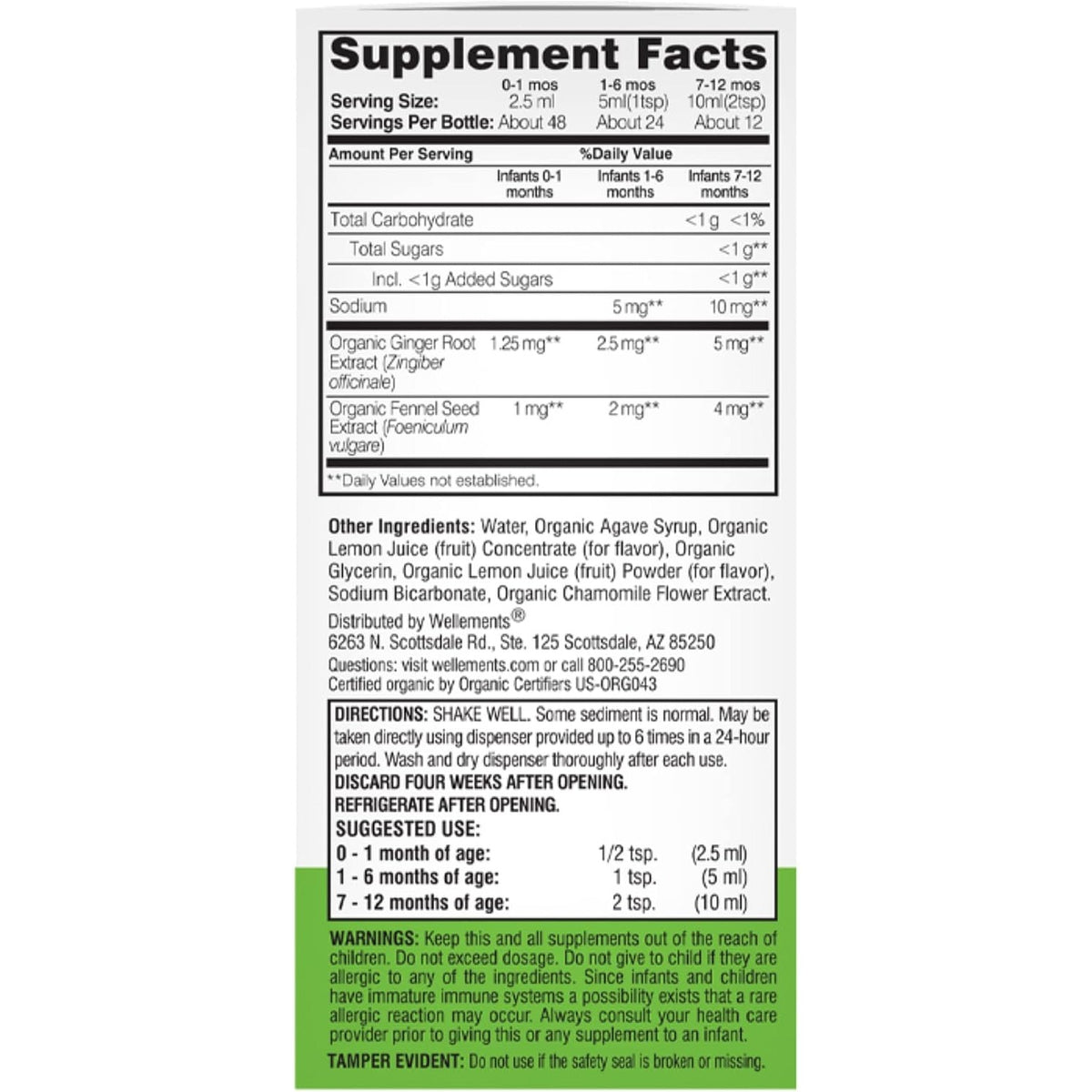 Wellements Organic Gripe Water Gas Colic Hiccup Relief 4 Fl Oz Newborn+