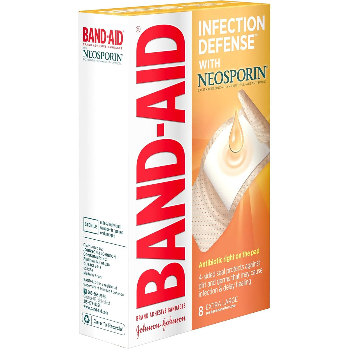 BAND-AID Brand Adhesive Bandages, Infection Defense, Extra Large, 8 Count