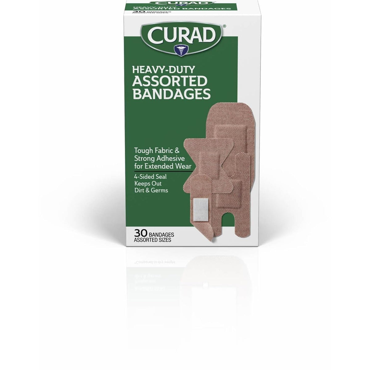 Curad Extra-Long Heavy-Duty Bandages, Assorted Sizes, 30 Count, 1 Box