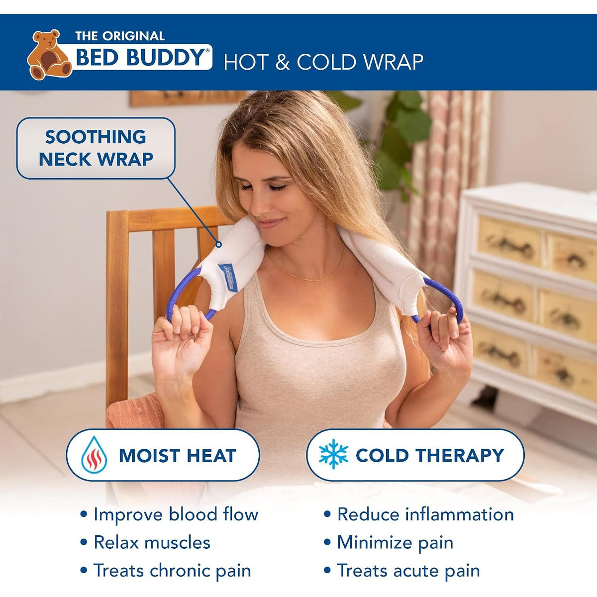 Carex Bed Buddy Heat Pad And Cooling Neck Wrap - Microwave Heating Pad For Sore Muscles - Cold Wrap Pack For Aches and Pain