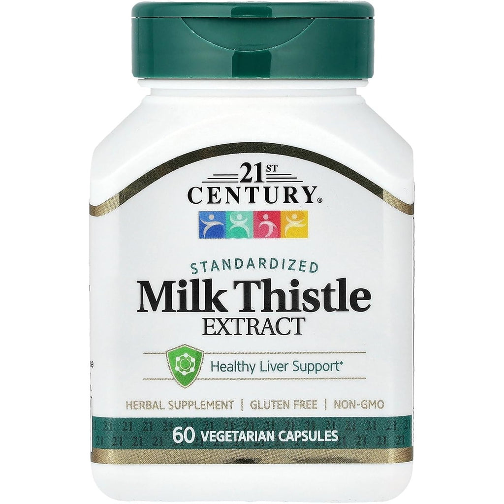 21st Century Milk Thistle Extract 80% Silymarin Capsules, Liver, 60 Count