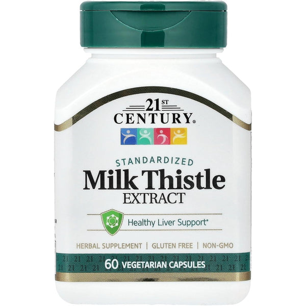 21st Century Milk Thistle Extract 80% Silymarin Capsules, Liver, 60 Count