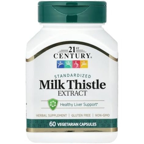 21st Century Milk Thistle Extract 80% Silymarin Capsules, Liver, 60 Count