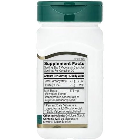 21st Century Milk Thistle Extract 80% Silymarin Capsules, Liver, 60 Count