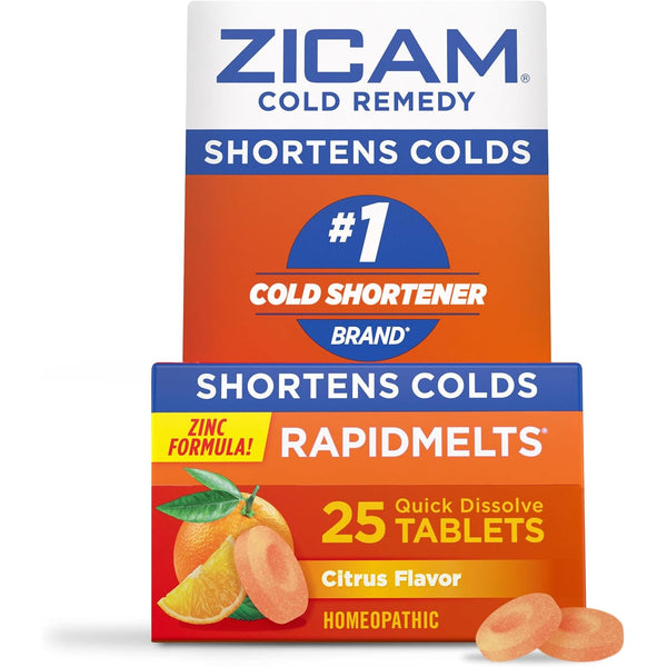 Zicam Cold Remedy RapidMelts, Citrus Flavor, 25 Count