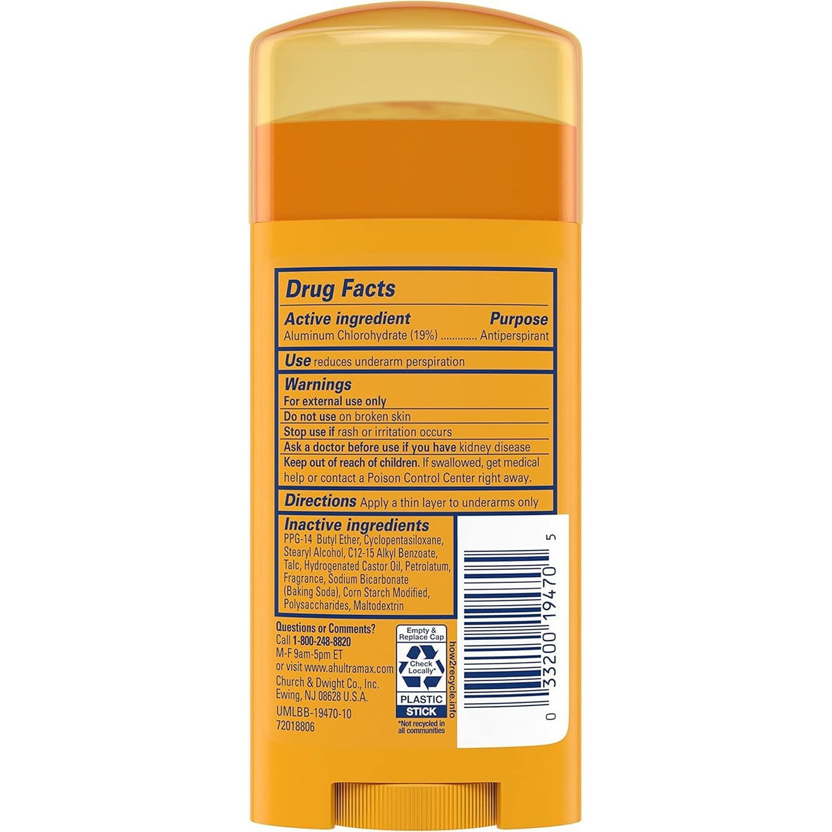 Arm & Hammer Ultramax Invisible Solid Powder Fresh Antiperspirant & Deodorant-2.6 oz