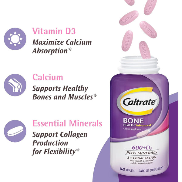 Caltrate 600 Plus D3 Vitamin D and Calcium Supplement Tablets, 120 Count
