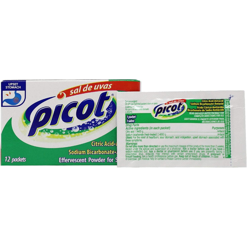 SAL DE UVAS PICOT Effervescent Antacid Powder, 12 Packets (1 Box x 12)