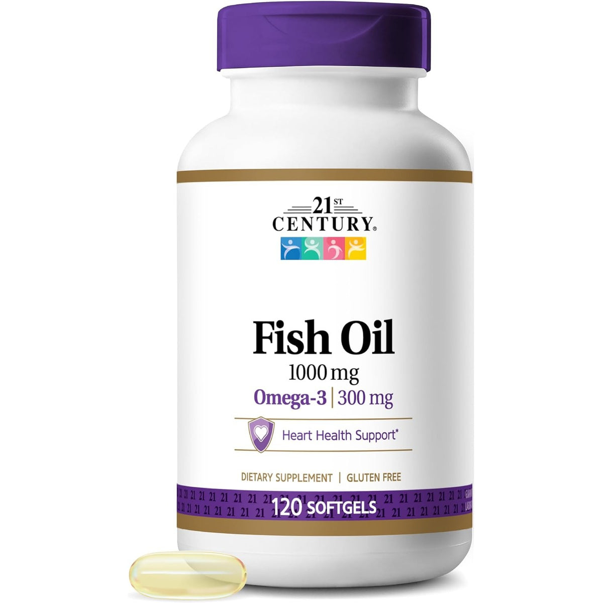 21st Century Fish Oil 1000mg Omega-3 Softgels, Mercury-Filtered, 120ct
