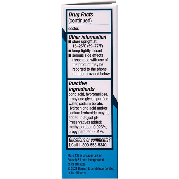 Muro 128, Sodium Chloride Ophthalmic Solution, 0.5 Oz, Eye Drops