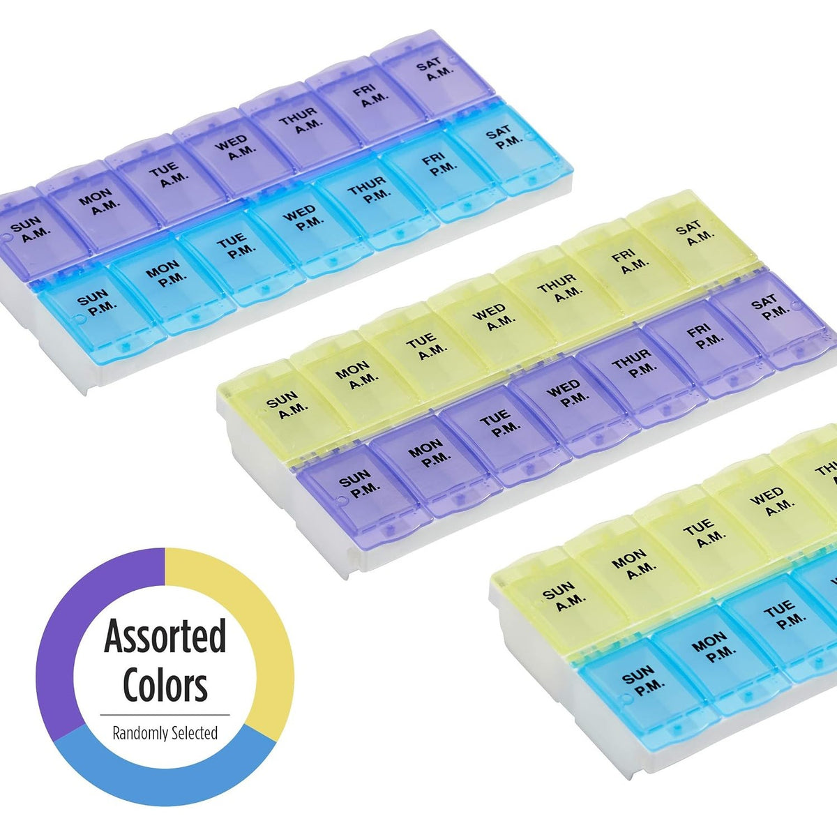 Ezy Dose Weekly (7-Day) AM/PM Pill Organizer, 2XL Planner, Color May Vary