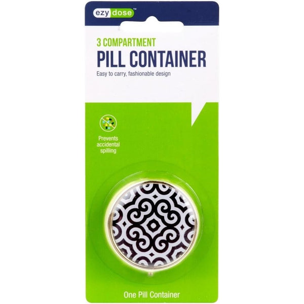 Ezy Dose Fashion Daily Round Pocket Pharmacy Pill Organizer, Color May Vary